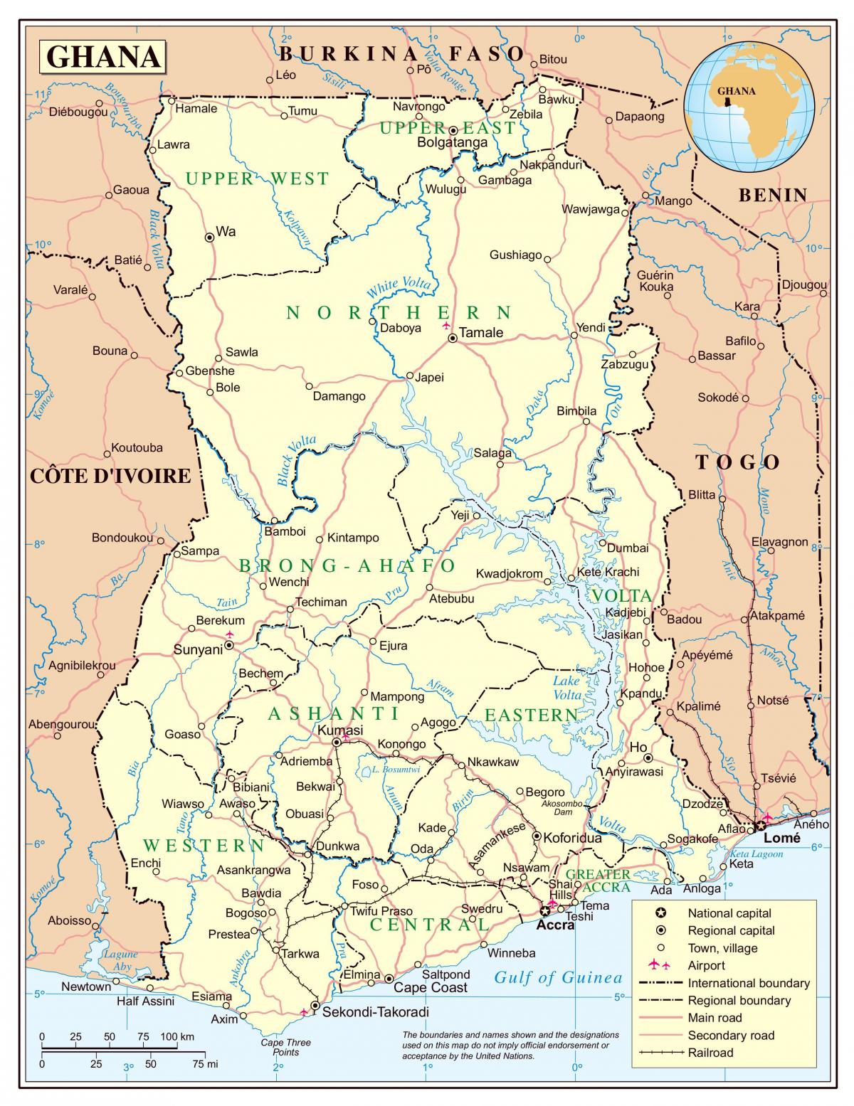 Karta detaljne Gana
