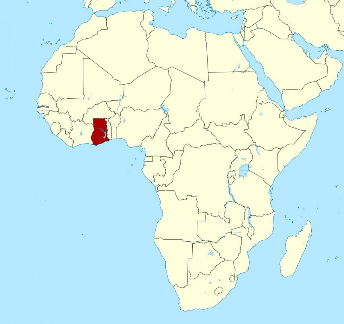 karta Afrike, pokazujući Gana